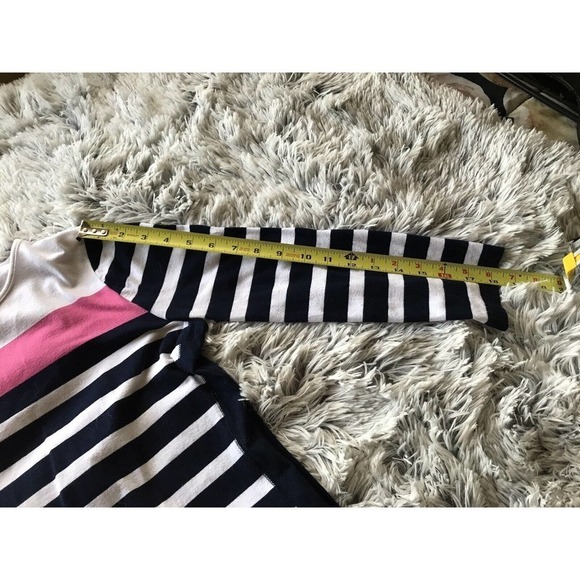 Chaps T shirt Striped 3/4 Sleeve Women's SzM Blue/White Pink Pre-Owned - Picture 6 of 6
